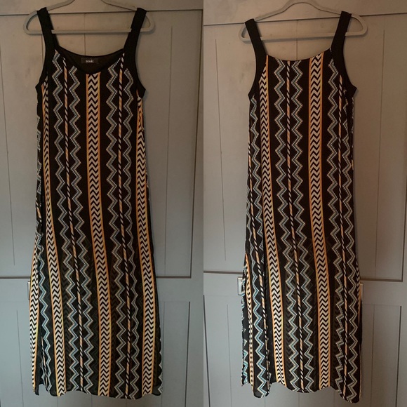 Zouk: Aztec Print Maxi Dress with Sheer Overlay - Picture 3 of 6